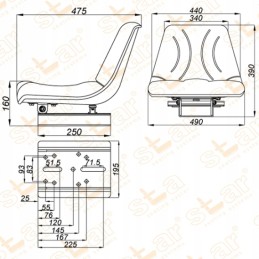 Sėdynė traktoriui, vejapjovei, šakiniam krautuvui