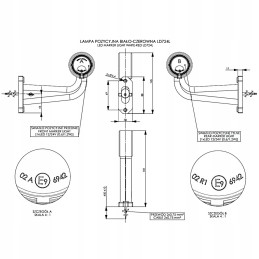 LED markerinė lempa 12v 24v kairėje balta ir raudona