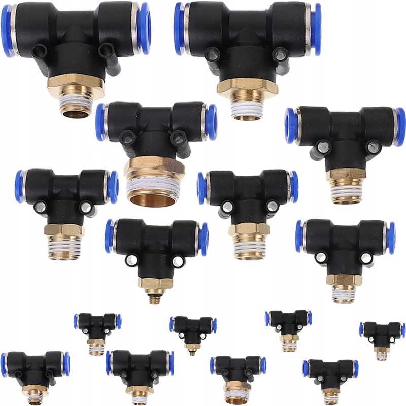 16 vnt oro žarnų jungiamųjų detalių, užspaudžiamų jungiamųjų detalių