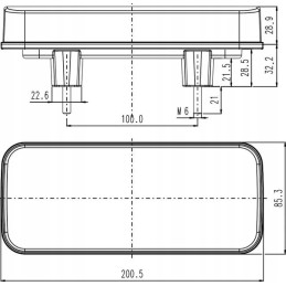 Stačiakampis LED galinis žibintas 12 24v