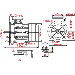 Variklis su flanšu 1 1kw 230v 1390rpm 3 fazių