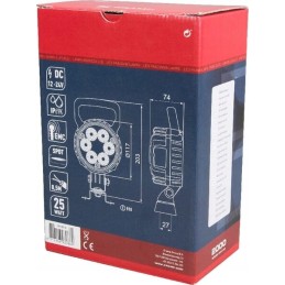 Apvali LED darbo lempa 25w 2000 lm 10 30v pasaulis