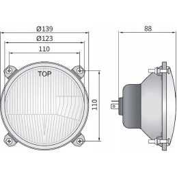Priekinių žibintų r2 apvalus 12 24v oe 123 mm rėmas