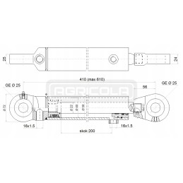 Hidraulinė stūmoklio pavara 40 22 taktų 200mm l 410