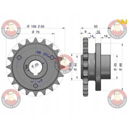 Grūdintas grandinės ratas su 20 5 8 fi 25 bizonu