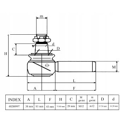Skersinės vairo trauklės galas ls xj25 40200997