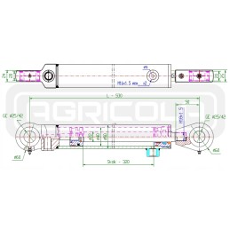 Poliruotas dvipusis hidraulinis cilindras, eiga 320mm