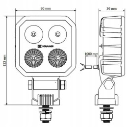 Kvadratinė LED darbo lempa 10 30v 9w 1000 lm n