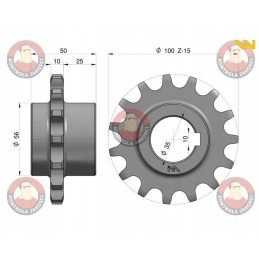 Grūdintas grandinės ratas su 15 3 4 skersmens 35 bizonais