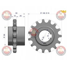 Grūdintas grandinės ratas su 15 3 4 skersmens 35 bizonais
