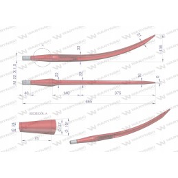 Frontalinis krautuvas, raudonas, lenktas, užsidarantis l 680 m