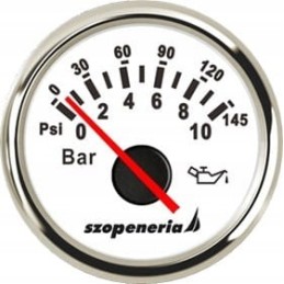 Alyvos slėgio indikatorius fi 52 mm 0 10 bar baltas