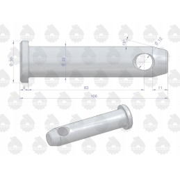 Kaištis, jungiantis priedą su apatiniu mf ursu kabliu