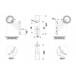Balta ir raudona LED markerinė lempa, 12 24v, kairėje