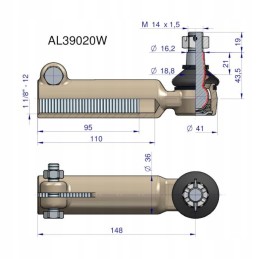 Jungtinis john deere strypo galas 148mm al39020