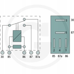 Relė 5 kontaktų 12v 20 10a john deere al76702