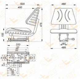 Šakinio krautuvo sėdynė HDS krautuvui su reguliavimu