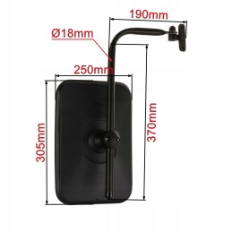 Veidrodis 300x200mm su rankena Zetor Ursus Case