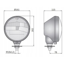 H4 priekinis žibintas metaliniame korpuse 161x115