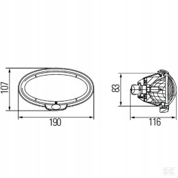 Apvali halogeninė darbinė lempa 12v 190x116x107mm