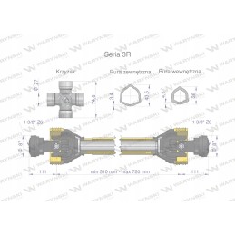 Šarnyrinis ir teleskopinis velenas 510 720 mm 460 nm 50210 c