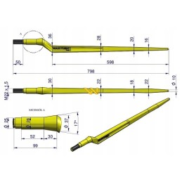 Krautuvas, išlenktas l 800mm, Waryn apvalus
