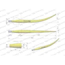 Krautuvas, išlenktas 600 mm l krokodilas