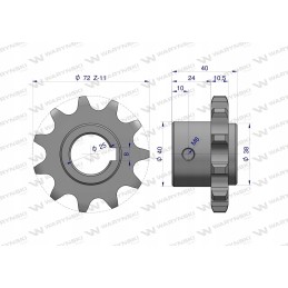 Grandininis ratas grūdintas 11 3 4 fi 25 Bison Warynski