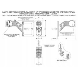 Kampinis gabaritinis žibintas ant strėlės, 12 24v, kairėje