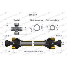 Relės kardaninis velenas 510 720mm 460nm Warynski