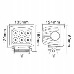 Halogeninė LED darbinė lempa kvadratinė 60w 5400lm 10 30
