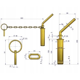 Ilgas viršutinis prikabinimo kaištis c 330 originalus Ursus