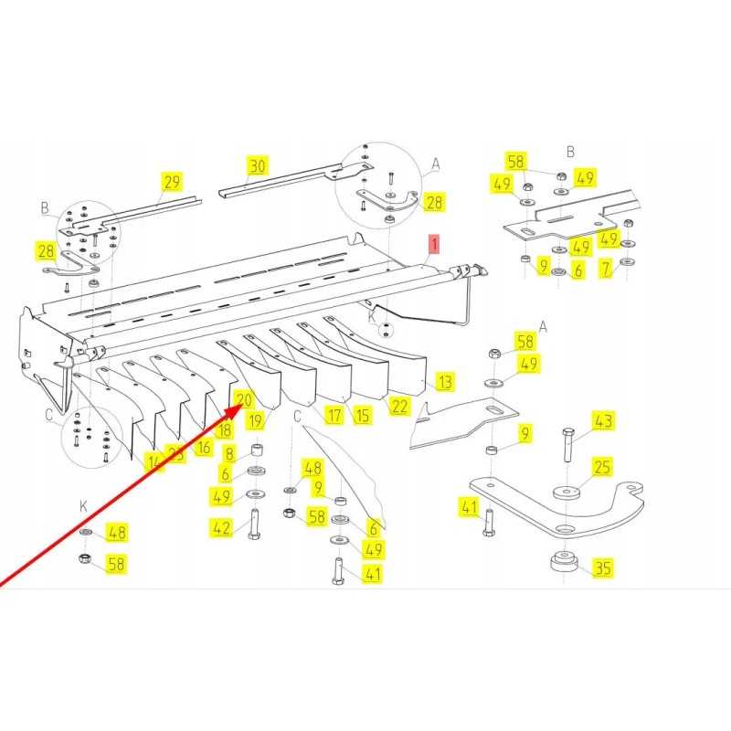 100598980 pradalgės nukreipimo plokštė
