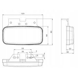 Stačiakampė balta LED markerinė lempa su atšvaitu