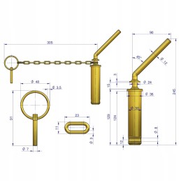 Viršutinis prikabinimo kaištis c 330 originalus ursus 30mm