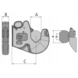 2x kabliukai suvirinimui su rutuliais prie pat apatinių keltuvų