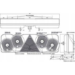 Stačiakampis galinis kombinuotas žibintas 12 24v, dešinė priekinė
