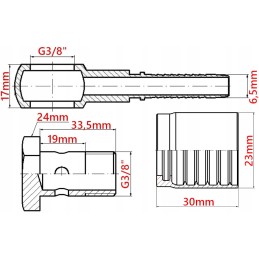 5x ąselių antgaliai 3 8 dn6 su bandžo prisukama įvore