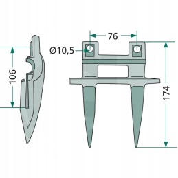 Dvigubas durtuvas ih 3050 6 dėklui