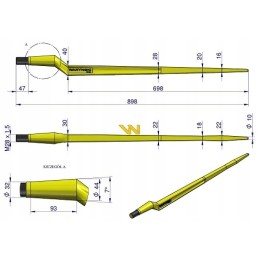 Sunkus krautuvas, išlenktas l 880mm, Warynski apvalus