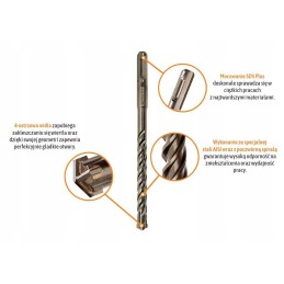 Widia SDS plus betono grąžtas su 4 ašmenimis 18x21