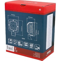 Darbinė lempa 4 LED kvadratas 40w 4000 lm 10 30v