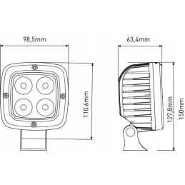 Darbinė lempa 4 LED kvadratas 40w 4000 lm 10 30v