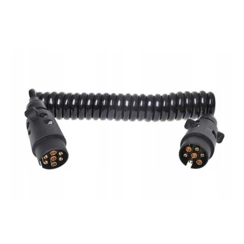 Spiralinis elektros kabelis 7 kontaktų kištukas 12v 5m
