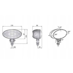 LED darbo lempa 12v 24v su 3000lm laidu