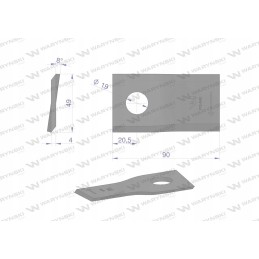 Dešinysis vejapjovės peilis 90x48x4mm skylė 19 kronų