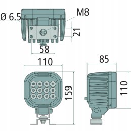 Darbinis žibintas 12 LED 110x59 mm 5700 lm 12 24 v