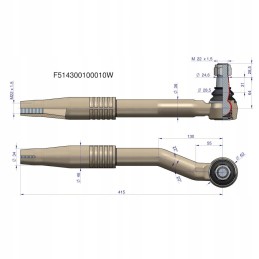 Jungtis, strypo galas, dešinysis Fendt 415 mm m22x1 5