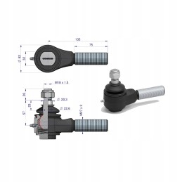 Trumpa dešinė rutulinė jungtis su sriegiu 88221119