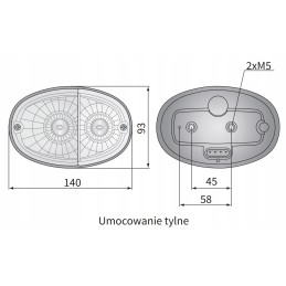 Priekinis žibintas 2f ovalus 140x94 su stiprintuvo lizdu